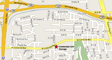 Map to Centennial Self Storage